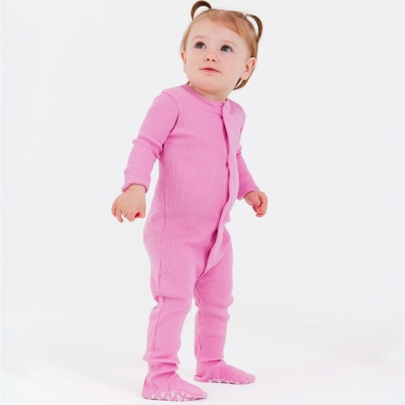 Magnetic Me Organic Cotton Modal Ribbed Footie Mauve 3-6 6-9 9-12 - Picture 7 of 8